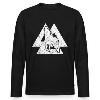 Wolf Odins Wotansknoten Wikinger Wölfe - Männer Premium Bio Langarmshirt - Schwarz - Vorne - Nico (187cm)