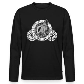Wolf Odins Wölfe Odhin Wikinger Schild - Männer Premium Bio Langarmshirt - Schwarz - Vorne - Nico (187cm)