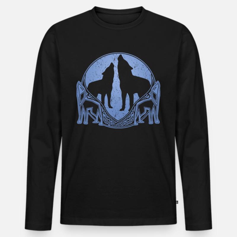 Wolf Odins Odhin Wölfe Valhalla - Männer Premium Bio Langarmshirt - Schwarz