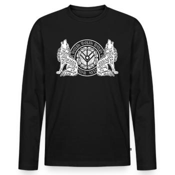 Wolf Odins Wikinger Schild Odhin Wölfe - Männer Premium Bio Langarmshirt - Schwarz - Vorne - Nico (187cm)