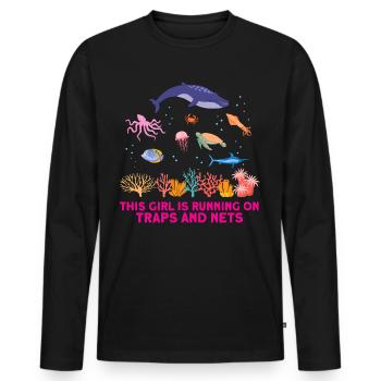 Girl Net Boat Marine Biologist Biology Ocean - Men's Premium Organic Long Sleeve Shirt - black - Front - Nico (187cm)