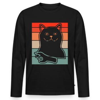 Regardé dans Chat Regardé dans - T-shirt manches longues Premium bio Homme - noir - Devant - Nico (187cm)