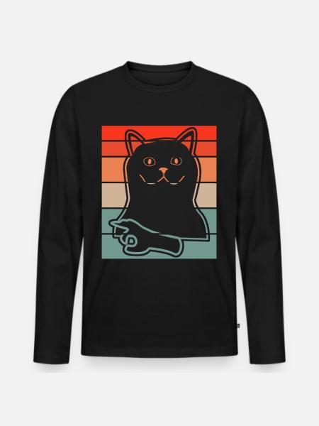 Regardé dans Chat Regardé dans - T-shirt manches longues Premium bio Homme - noir