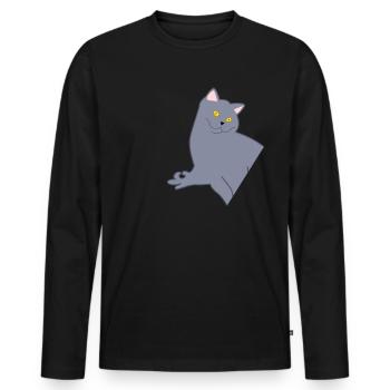 Jeu regardé avec chat Regardé dans - T-shirt manches longues Premium bio Homme - noir - Devant - Nico (187cm)