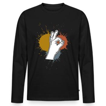 Regardé dans des taches rétro Regardé dans - T-shirt manches longues Premium bio Homme - noir - Devant - Nico (187cm)