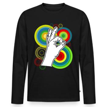Regardé dans Rétro drôle Regardé dans - T-shirt manches longues Premium bio Homme - noir - Devant - Nico (187cm)