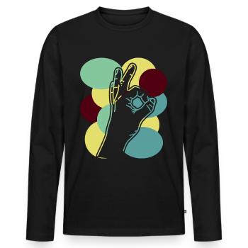 Regardé dans Rétro Regardé dans - T-shirt manches longues Premium bio Homme - noir - Devant - Nico (187cm)