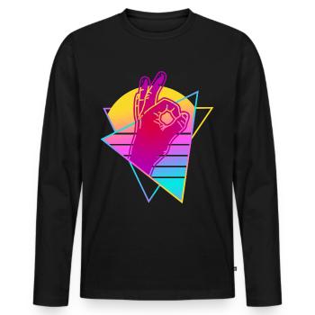 Have a look at Retro Vaporwave - Men's Premium Organic Long Sleeve Shirt - black - Front - Nico (187cm)