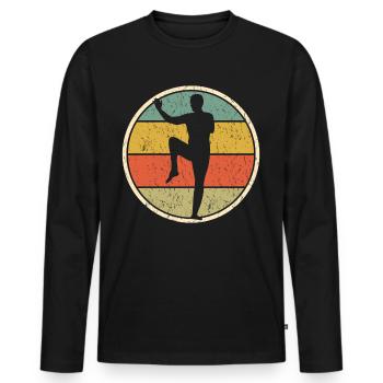 Qigong Qi Gong Chigong Rétro - T-shirt manches longues Premium bio Homme - noir - Devant - Nico (187cm)