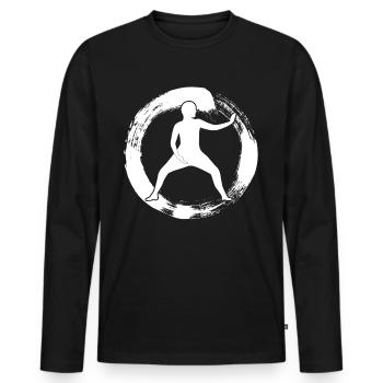 Qigong Qi Gong Karaté Chigong - T-shirt manches longues Premium bio Homme - noir - Devant - Nico (187cm)