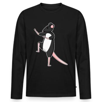 Qigong Qi Gong Souris Chigong - T-shirt manches longues Premium bio Homme - noir - Devant - Nico (187cm)