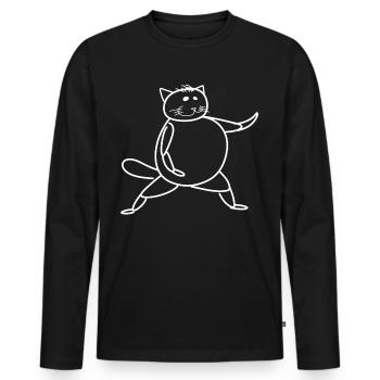 Qigong Qi Gong Katze Chigong - Männer Premium Bio Langarmshirt - Schwarz - Vorne - Nico (187cm)