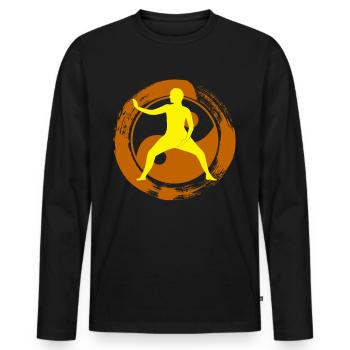 Qigong Karaté Qi Gong Chigong - T-shirt manches longues Premium bio Homme - noir - Devant - Nico (187cm)