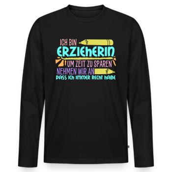 Erzieherin Erzieher Tagesmutter - Männer Premium Bio Langarmshirt - Schwarz - Vorne - Nico (187cm)