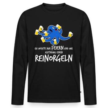 Achtarmig einen Reinorgeln Saufen - Männer Premium Bio Langarmshirt - Schwarz - Vorne - Nico (187cm)