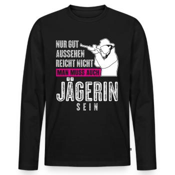 Jägerin Keiler Jagd Wildschwein Jäger - Männer Premium Bio Langarmshirt - Schwarz - Vorne - Nico (187cm)