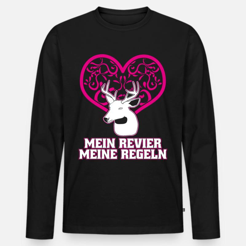 Jägerin Jagd Revier Jäger - Männer Premium Bio Langarmshirt - Schwarz