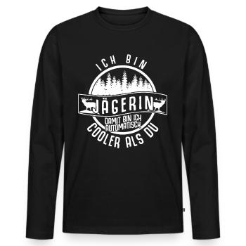 Jägerin Jagd Keiler Wildschwein Jäger - Männer Premium Bio Langarmshirt - Schwarz - Vorne - Nico (187cm)