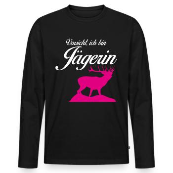 Jägerin Jagd Hirsche Revier Jäger - Männer Premium Bio Langarmshirt - Schwarz - Vorne - Nico (187cm)