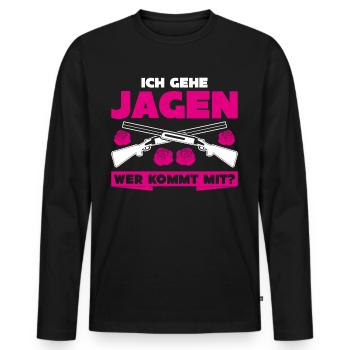 Jägerin Ich gehe Jagen Keiler Jäger - Männer Premium Bio Langarmshirt - Schwarz - Vorne - Nico (187cm)