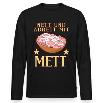 Mettigel Mettbrötchen Nett mir Mett - Männer Premium Bio Langarmshirt - Schwarz - Vorne - Nico (187cm)
