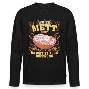 Mettbrötchen Mettfleisch Mett Mettigel - Männer Premium Bio Langarmshirt - Schwarz - Vorne - Nico (187cm)