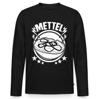 Metal Mettel Mett Mettbrötchen - Männer Premium Bio Langarmshirt - Schwarz - Vorne - Nico (187cm)