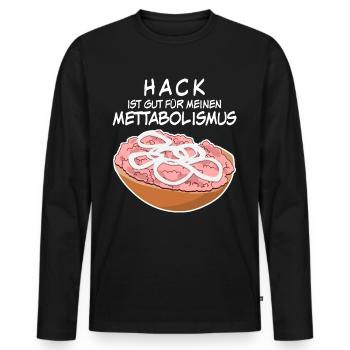 Mettbrötchen Hackfleisch Mett Mettigel - Männer Premium Bio Langarmshirt - Schwarz - Vorne - Nico (187cm)