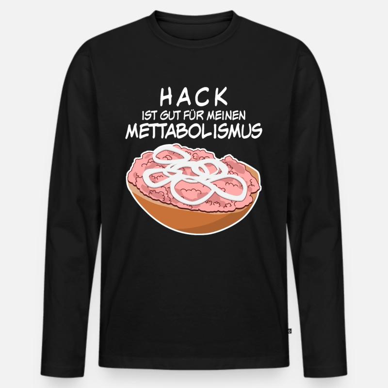 Mettbrötchen Hackfleisch Mett Mettigel - Männer Premium Bio Langarmshirt - Schwarz