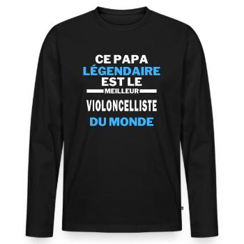 papa légendaire Meilleur VIOLONCELLISTE du monde - T-shirt manches longues Premium bio Homme - noir - Devant - Nico (187cm)