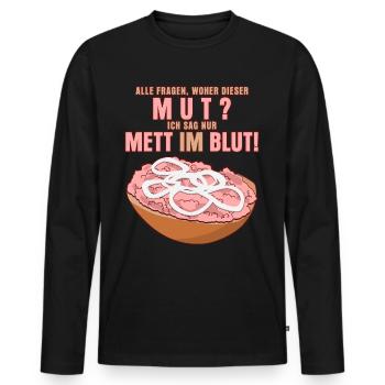 Mettbrötchen Mettfleisch Hack Mett - Männer Premium Bio Langarmshirt - Schwarz - Vorne - Nico (187cm)