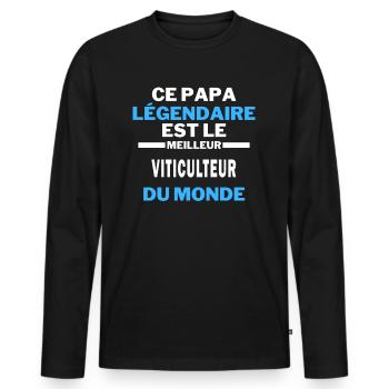 papa légendaire le Meilleur VITICULTEUR du monde - T-shirt manches longues Premium bio Homme - noir - Devant - Nico (187cm)