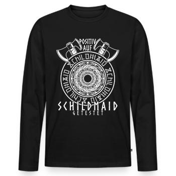 Schildmaid Wikinger Schild Berserker - Männer Premium Bio Langarmshirt - Schwarz - Vorne - Nico (187cm)