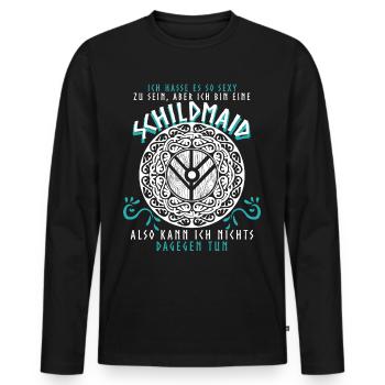Schildmaid Wikinger Witz Berserker - Männer Premium Bio Langarmshirt - Schwarz - Vorne - Nico (187cm)