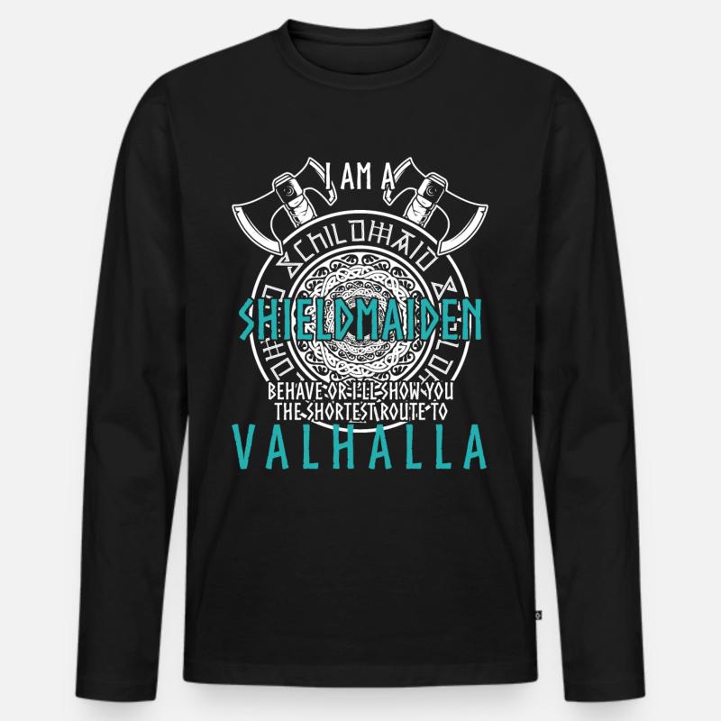 Schildmaid Viking Shield Valhalla - Männer Premium Bio Langarmshirt - Schwarz
