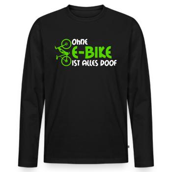 EBike E-MTB elektrisches Fahrrad E-Bike - Männer Premium Bio Langarmshirt - Schwarz - Vorne - Nico (187cm)