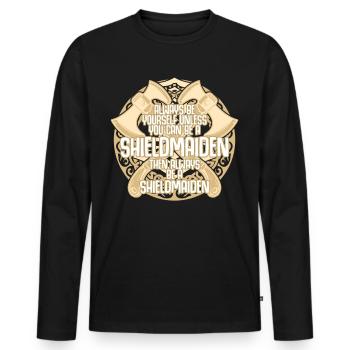 Schildmaid Viking Nordic Berserker - Männer Premium Bio Langarmshirt - Schwarz - Vorne - Nico (187cm)