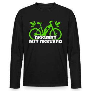 EBike elektrisches Fahrrad E-Bike - Männer Premium Bio Langarmshirt - Schwarz - Vorne - Nico (187cm)