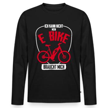 EBike elektrisches Fahrrad E-MTB E-Bike - Männer Premium Bio Langarmshirt - Schwarz - Vorne - Nico (187cm)