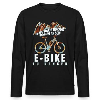 EBike elektrisches Fahrrad Strom E-Bike - Männer Premium Bio Langarmshirt - Schwarz - Vorne - Nico (187cm)