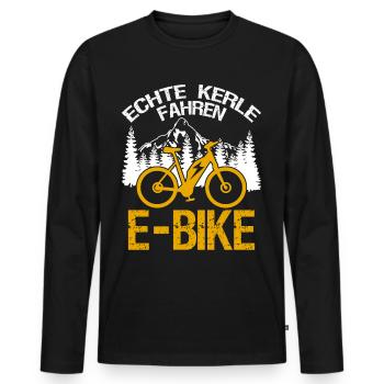 EBike elektrisches Fahrrad E-TB E-Bike - Männer Premium Bio Langarmshirt - Schwarz - Vorne - Nico (187cm)