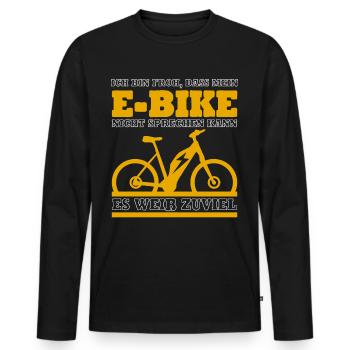 EBike elektrisches Fahrrad Witz E-Bike - Männer Premium Bio Langarmshirt - Schwarz - Vorne - Nico (187cm)