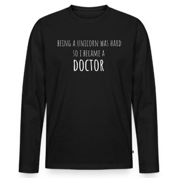Doktortitel Promotion Doktorand Spruch - Männer Premium Bio Langarmshirt - Schwarz - Vorne - Nico (187cm)
