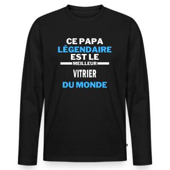 papa légendaire est le Meilleur VITRIER du monde - T-shirt manches longues Premium bio Homme - noir - Devant - Nico (187cm)
