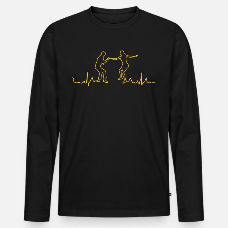 Boogie Woogie EKG Boogie-Woogie Swing - Männer Premium Bio Langarmshirt - Schwarz