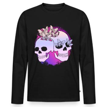 Papillon de nuit Skull Motten Motte occulte Goth - T-shirt manches longues Premium bio Homme - noir - Devant - Nico (187cm)