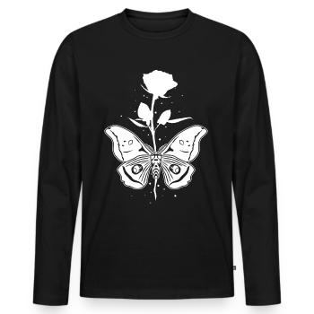Papillon rose motte occulte mystique gothique - T-shirt manches longues Premium bio Homme - noir - Devant - Nico (187cm)