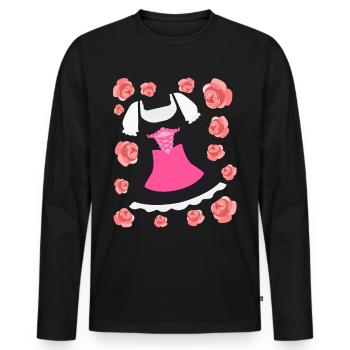 Dirndl avec fleurs Roses Costume Robe - T-shirt manches longues Premium bio Homme - noir - Devant - Nico (187cm)