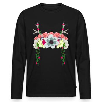Dirndl Kopfschmuck Blumen Trachtenkleid - Männer Premium Bio Langarmshirt - Schwarz - Vorne - Nico (187cm)