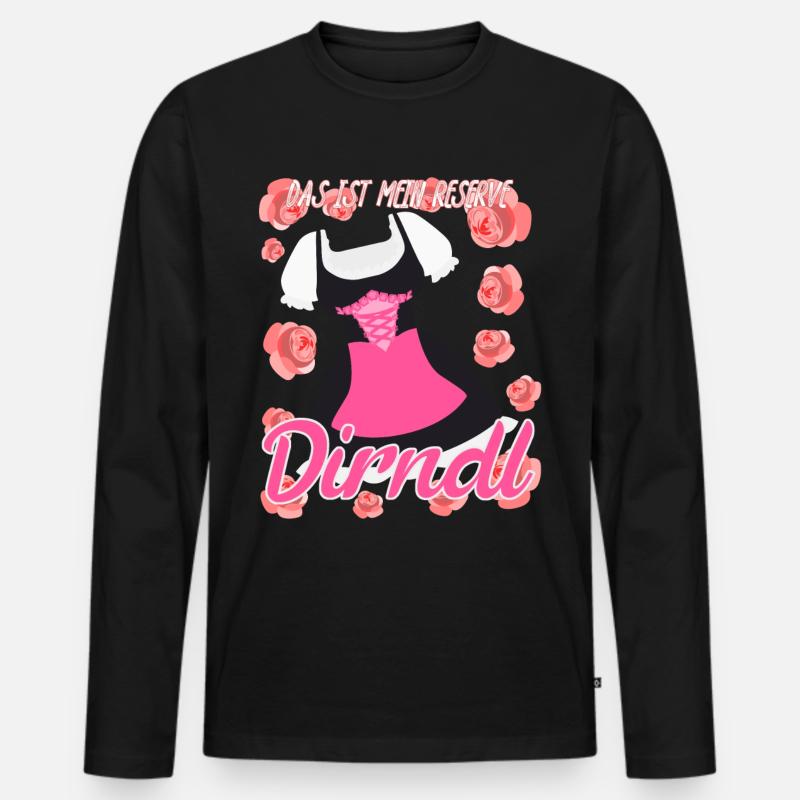 Dirndl Ersatz Trachtenkleid - Männer Premium Bio Langarmshirt - Schwarz